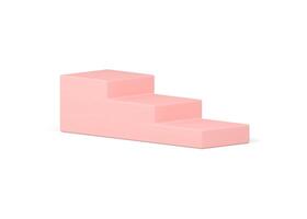 Pink ceremony award staircase achievement level first place podium geometric block realistic vector