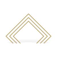Golden math corner arch multilevel entrance exit expo presentation decor element realistic vector