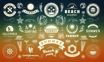 Summer labels and badges design set retro typography for posters, greeting cards and banners. vector