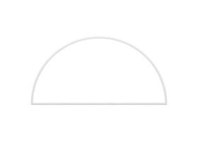 White semicircle protractor glossy geometric frame minimalist basic foundation 3d element vector
