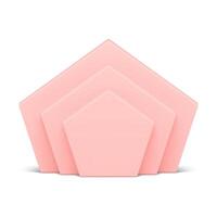 Pink pentagon level vertical wall geometric platform basic foundation front view realistic vector