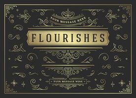 Vintage ornaments swirls and scrolls decorations design elements set, flourish ornate calligraphic combinations vector