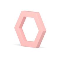 Pink hexagonal geometric figure vertical decor element glossy frame realistic illustration vector