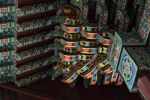 Roof of traditional Korean houses, Korean ancient architecture, snow, trees, and Korean-style houses photo