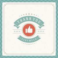 Thank You message text Vintage Greeting Card design template vector