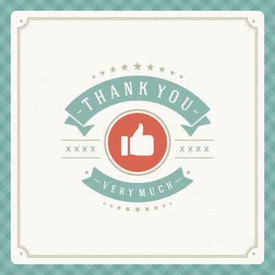 Thank You message text Vintage Greeting Card design template