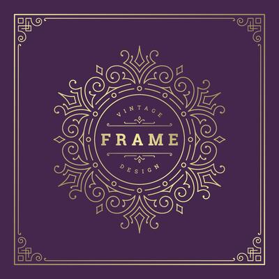 Vintage flourishes ornament swirls lines frame template illustration