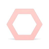 Pink elegant hexagonal frame basic foundation geometric design realistic illustration vector