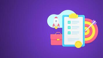 Successful business planning startup goal achievement with clipboard to do list and checkmark vector