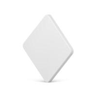 Realistic white diagonally placed rhombus metallic glossy surface 3d template illustration vector