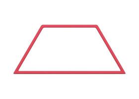 Red regular trapezoid decorative frame geometric math figure 3d decor element design vector