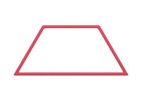 Red regular trapezoid decorative frame geometric math figure 3d decor element design vector