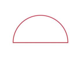 Red semicircle glossy geometric frame decorative basic foundation 3d element realistic vector