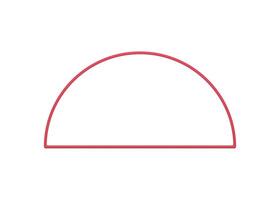 Red semicircle glossy geometric frame decorative basic foundation 3d element realistic vector