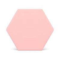 Pink hexagon vertical stand construction wall block with shadow geometric base foundation vector
