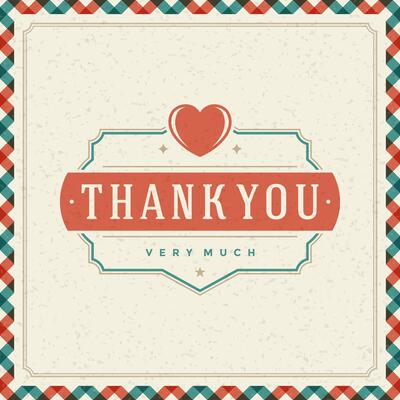 Thank You message text Vintage Greeting Card design template