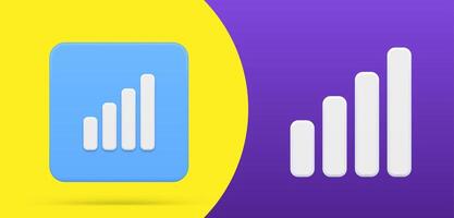 Simple stick level measurement button 3d icon illustration. Stave performance measure control vector