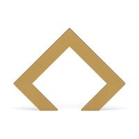 Triangle golden arch geometric gate entrance minimalist stage for presentation realistic vector