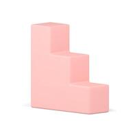 Pink steps glossy staircase geometric shape platform realistic competition winners stairs vector