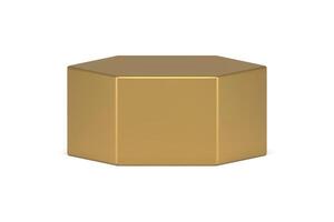 Expensive golden hexagon 3d template realistic stage minimalist geometric figure design vector