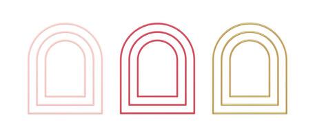 Collection realistic multilevel vertical arch semi circle contour geometric shape 3d template vector