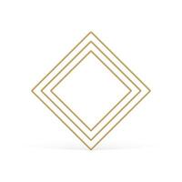 Rhombus golden level frame four side angular mathematical boundary edge 3d element realistic vector