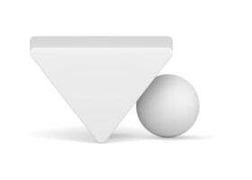 White triangle circle sphere 3d decor element minimalist geometric figure design realistic vector