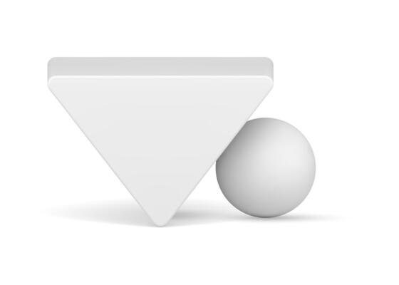 White triangle circle sphere 3d decor element minimalist geometric figure design realistic