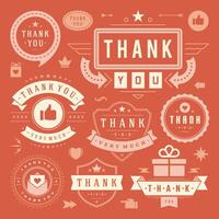 Thank You Labels and Badges typography design elements set vector