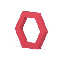Red regular crystal hexagonal border decorative minimalist honeycomb isometric realistic vector