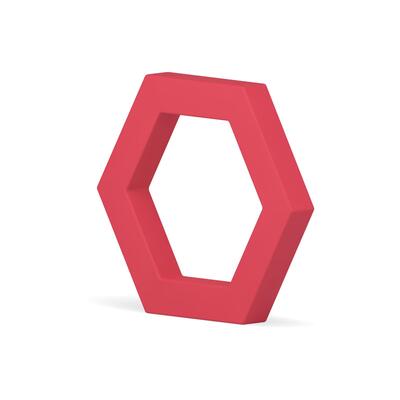 Red regular crystal hexagonal border decorative minimalist honeycomb isometric realistic