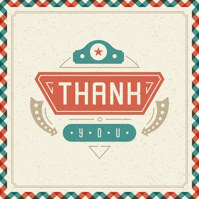 Thank You Typography Message Vintage Greeting Card design template