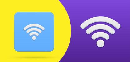 Wireless wifi signal internet access remote simple 3d icon button illustration vector
