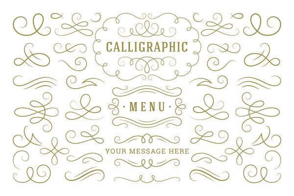 Calligraphic design elements vintage ornaments swirls and scrolls ornate decorations design elements