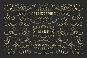 Calligraphic design elements vintage ornaments swirls and scrolls ornate decorations design elements vector