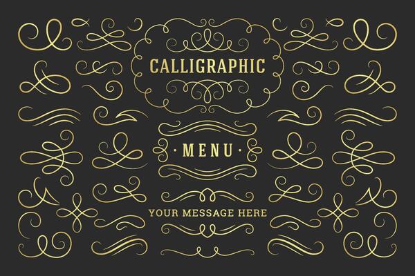 Calligraphic design elements vintage ornaments swirls and scrolls ornate decorations design elements