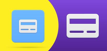 Credit card for banking account e money payment 3d simple icon button set illustration vector