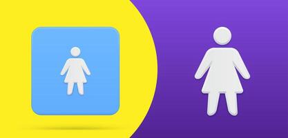 sencillo mujer 3d icono cuadrado botón conjunto ilustración. hembra silueta logotipo avatar vector
