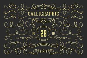 Calligraphic design elements vintage ornaments swirls and scrolls ornate decorations design elements vector