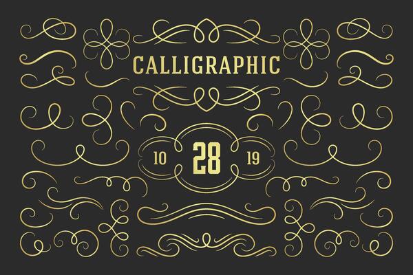 Calligraphic design elements vintage ornaments swirls and scrolls ornate decorations design elements