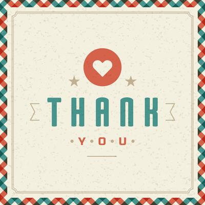 Thank You Typography Message Vintage Greeting Card design template