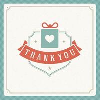 Thank You message text Vintage Greeting Card design template vector