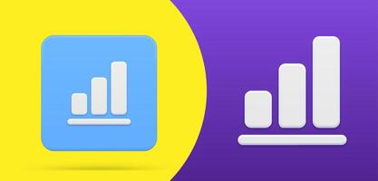 Graph corporate statistic analyzing increase simple 3d icon button growth up schedule vector