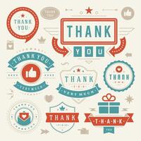Thank You Labels and Badges typography design elements set vector
