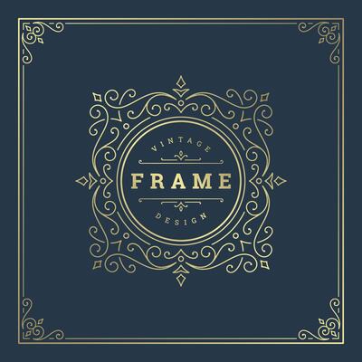 Vintage flourishes ornament swirls lines frame template illustration