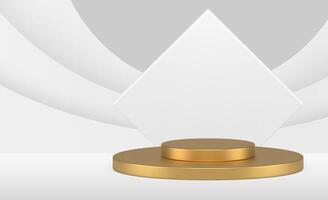 Realistic multilevel circle stage polygon angled decor for performance show marketing presentation vector