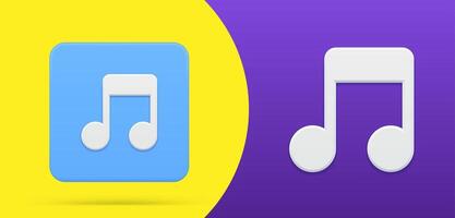 Music notes, song, melody tune simple 3d icon button illustration. Musical application label vector