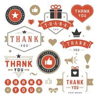 Thank You Labels and Badges typography design elements set vector