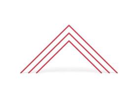 Red triangle archway multilevel corner column minimalist presentation decor foundation vector