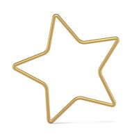 Realistic metallic golden five pointed outline star decorative ornamental design 3d template vector